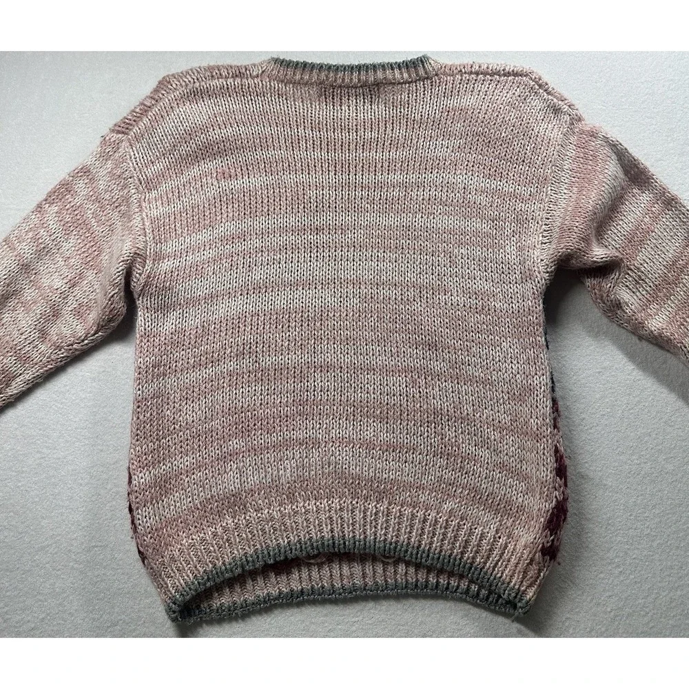 Nuggets Hand Knit‎ Sweater Women's Size M Multicolor Vintage Shoulder Pads